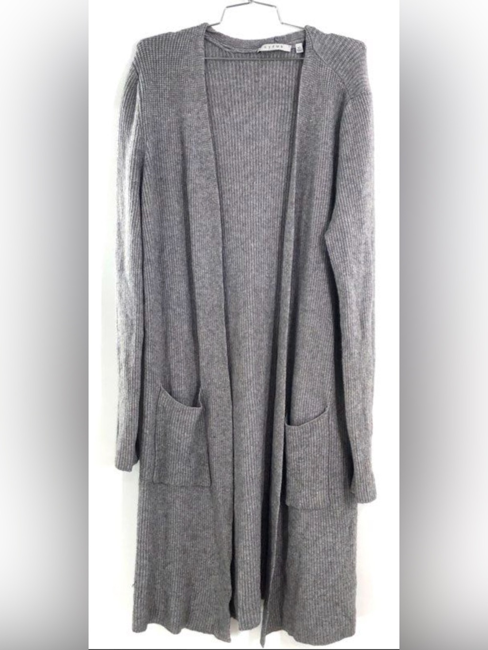 Cyrus Rib Knit Open Front Cardigan Gray - Picture 3 of 12